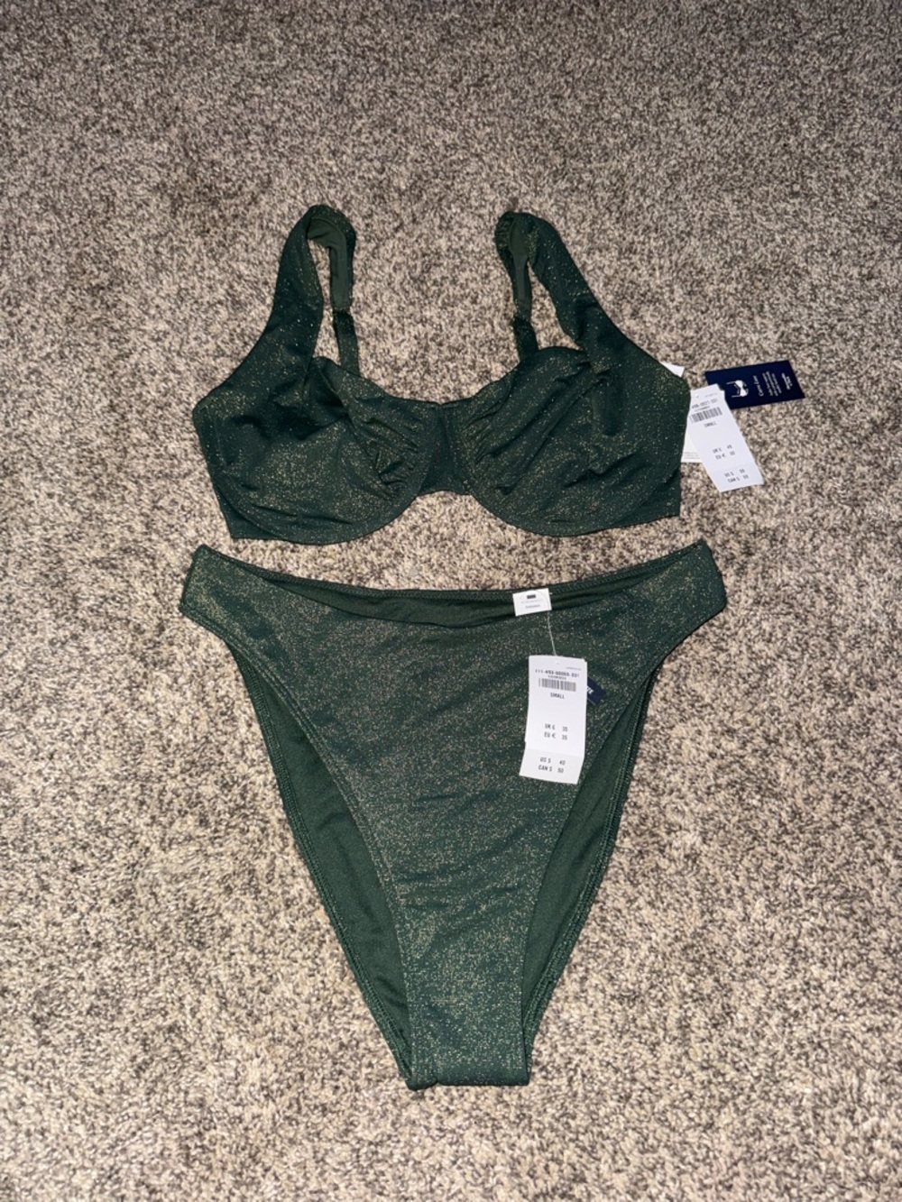 Abercrombie & Fitch Shimmery Dark Green Underwire Bikini